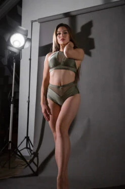 Tatiana Activewear Lucia Shorts - Khaki -Pole Dance Clothing & Shoes Shop TatianaActive LuciaKhakiPoleWearSet 12