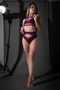 Tatiana Activewear Xena Shorts - Wine -Pole Dance Clothing & Shoes Shop TatianaActive XenaWinePoleWearSet 9 1