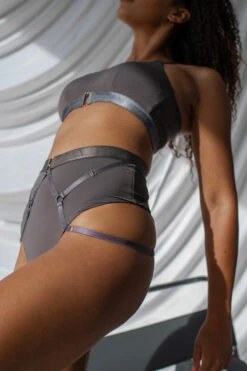 Tatiana Activewear Perla Shorts - Charcoal -Pole Dance Clothing & Shoes Shop TatianaActivePerlaCharcoalPoleWearSet 0060
