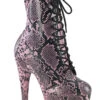 Pleaser USA Adore-1020SPWR 7inch Pleaser Boots - Pink Snake