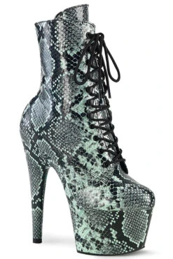 Pole Dance Clothing & Shoes Shop 25 Pleaser USA Adore-1020SPWR 7inch Pleaser Boots - Mint Snake