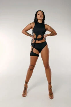 CXIX Dopamine High Waisted Bottoms - Black -Pole Dance Clothing & Shoes Shop black dopamine high waist bototms solo garter top cxix