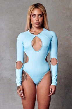 CXIX 119 Plunge Bodysuit - Blue 10 CXIX 119 Plunge Bodysuit - Blue -Pole Dance Clothing & Shoes Shop bodysuit blue polewear dancewear fashion streetwear
