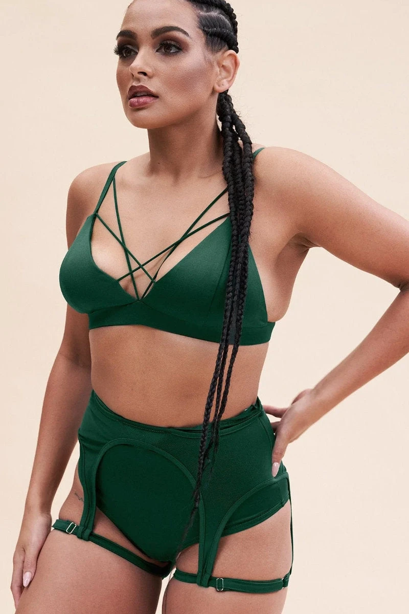 Lunalae Cora High Waist Bottoms - Recycled Moss Green 5 Lunalae Cora High Waist Bottoms - Recycled Moss Green - Image 5