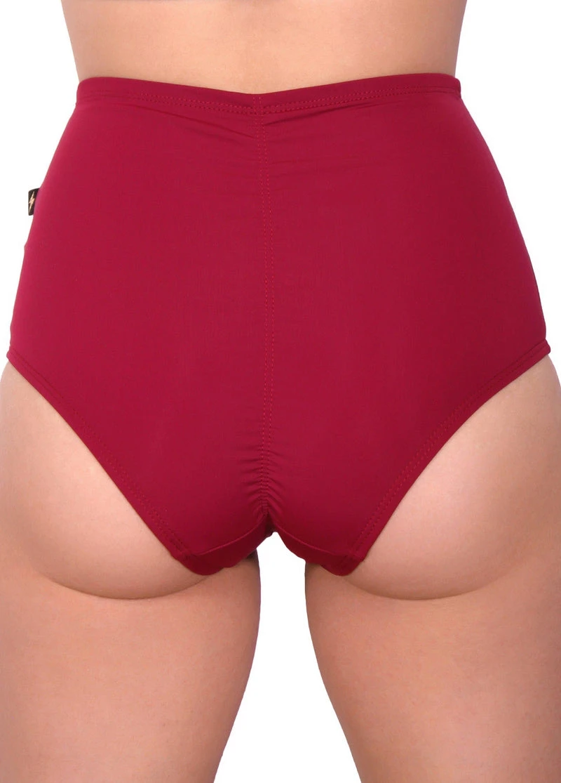 Cleo The Hurricane Essential High Waisted Shorts - Merlot 2 Cleo The Hurricane Essential High Waisted Shorts - Merlot - Image 2