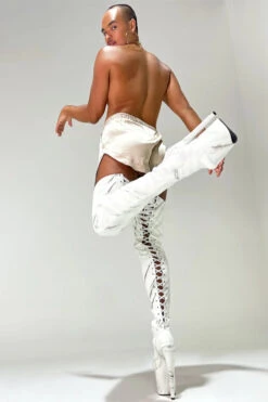 Hella Heels Renaissance Thicc Thigh High 8inch Boots - Faith 8 Hella Heels Renaissance Thicc Thigh High 8inch Boots - Faith -Pole Dance Clothing & Shoes Shop faith thicc thigh high white marble 8 inch sean boot pole dance shoes 2