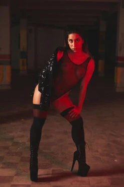 Rolling Fierce Bodysuit - Black Mesh -Pole Dance Clothing & Shoes Shop fierceblack3