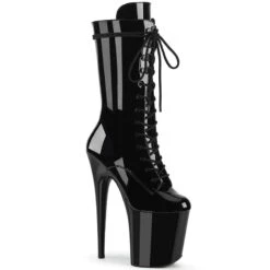 Pleaser USA Flamingo-1050 8inch Pleaser Boots - Patent Black -Pole Dance Clothing & Shoes Shop flamingo 1050 b