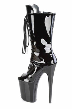 Pleaser USA Flamingo-1051 8inch Peep Toe Pleaser Boots - Patent Black -Pole Dance Clothing & Shoes Shop img06