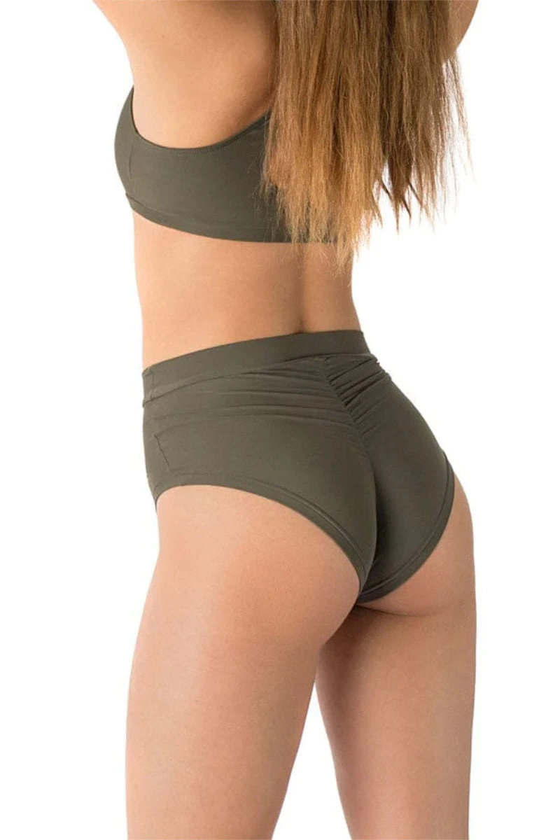 Dragonfly Lola High-Waisted Shorts - Khaki 2 Dragonfly Lola High-Waisted Shorts - Khaki - Image 2