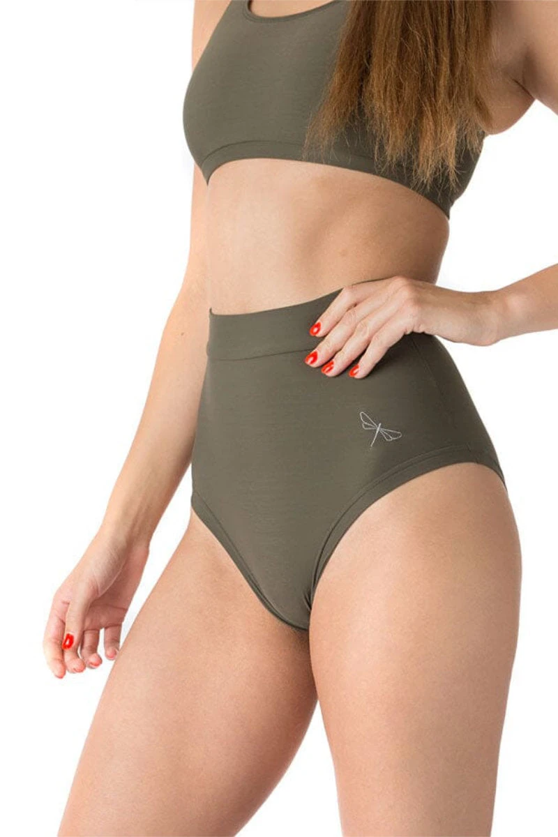 Dragonfly Lola High-Waisted Shorts - Khaki 1 Dragonfly Lola High-Waisted Shorts - Khaki