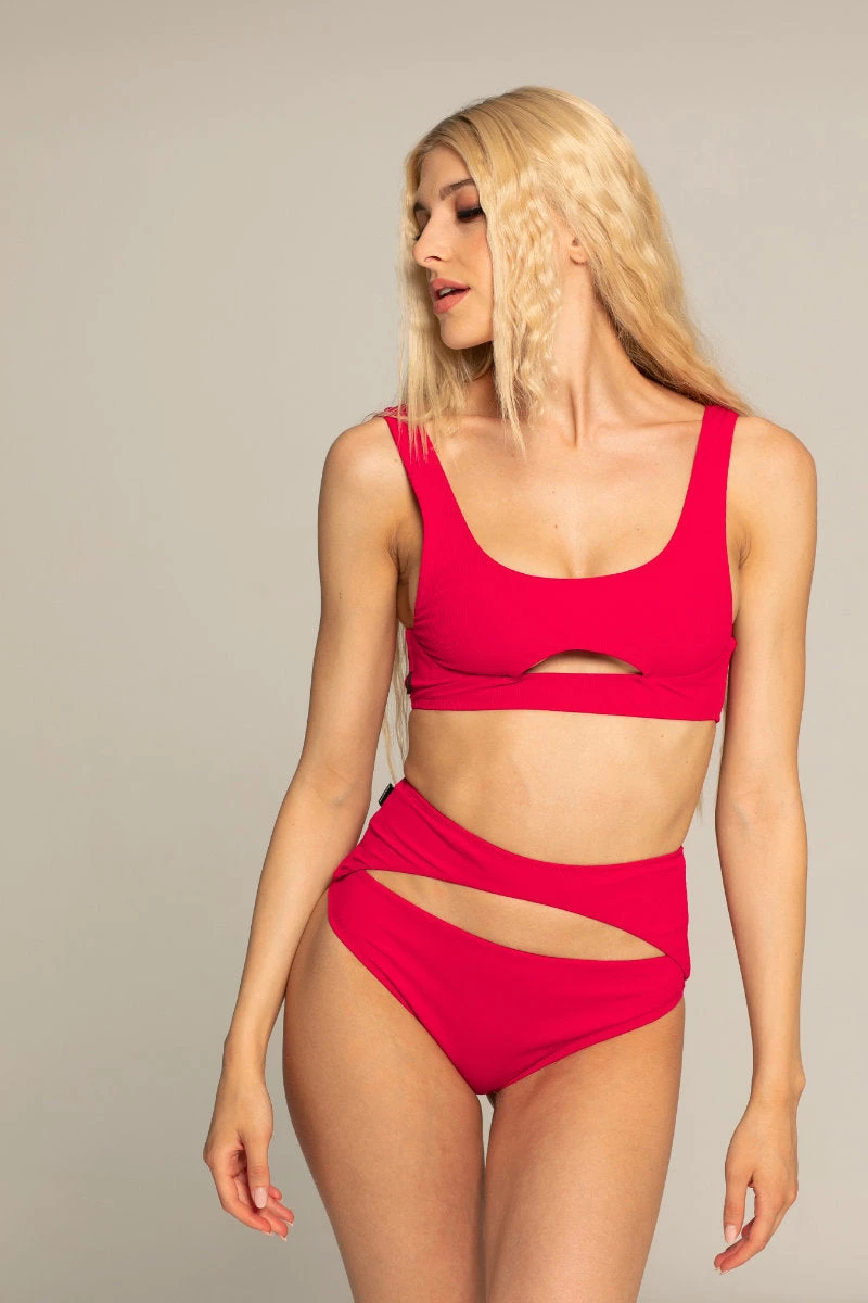 Paradise Chick Miami Opencut Shorts - Ribbed Strawberry 3 Paradise Chick Miami Opencut Shorts - Ribbed Strawberry - Image 3