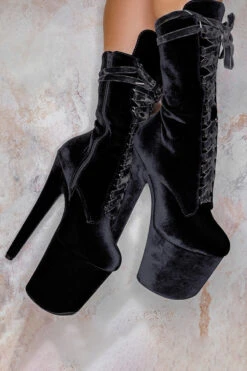 Hella Heels BabyDoll Velvet 8inch Boots - Russian Roulette -Pole Dance Clothing & Shoes Shop russianRoulette8inchblack 6
