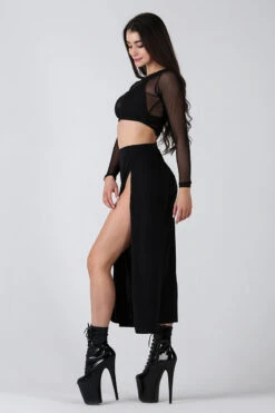 REV ACTIV Sensual Flow Pants (with Leg Slit) - Black -Pole Dance Clothing & Shoes Shop sensual black pants with slit 3