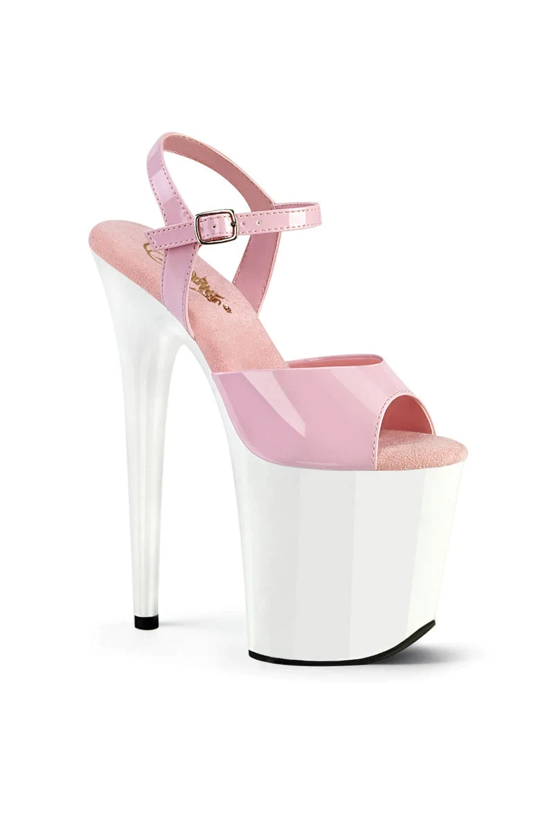 Pleaser USA Flamingo-809 8inch Pleasers - Patent Baby Pink/White 1 Pleaser USA Flamingo-809 8inch Pleasers - Patent Baby Pink/White