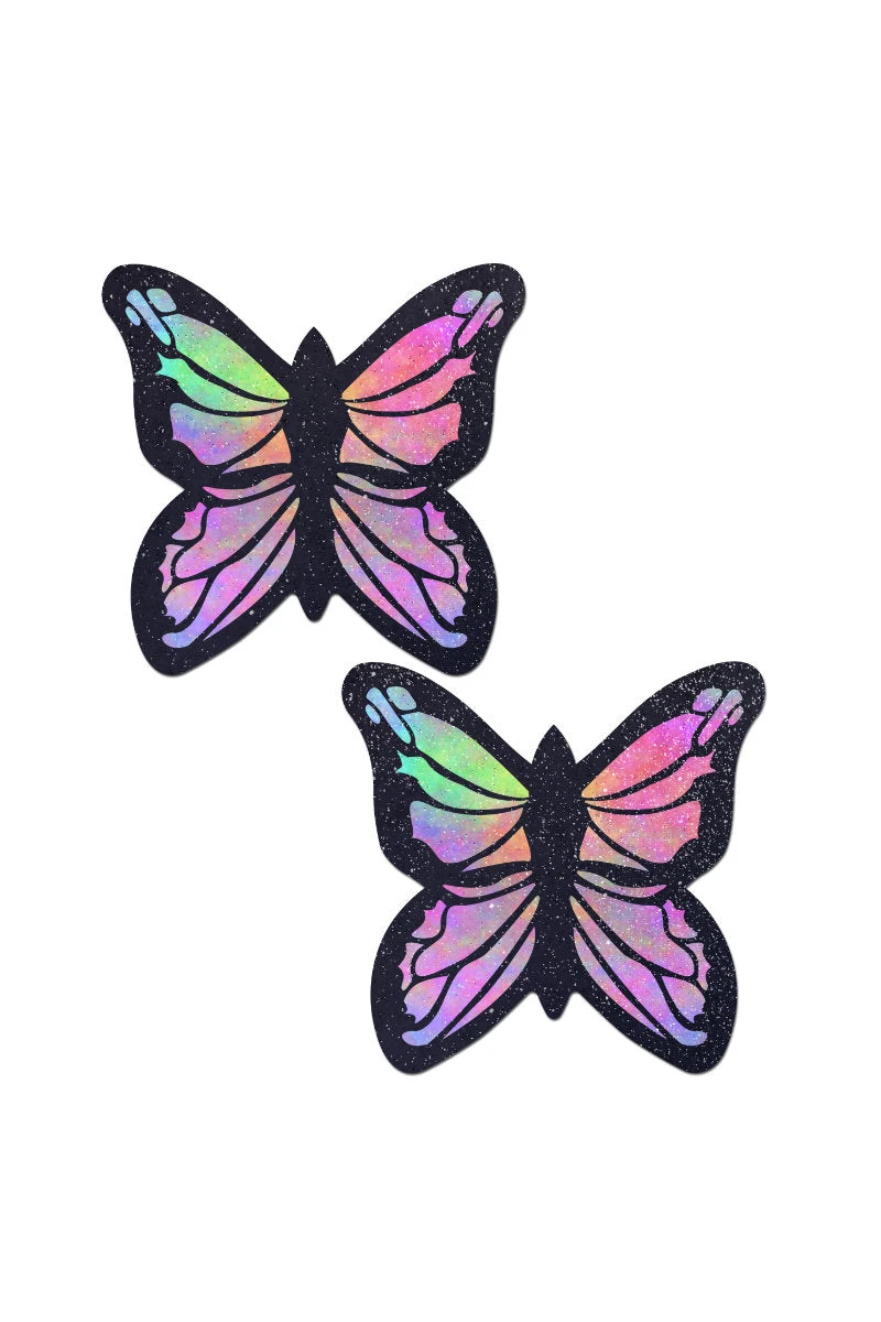Pastease Butterfly Nipple Pasties - Glitter Pastel Rainbow 1 Pastease Butterfly Nipple Pasties - Glitter Pastel Rainbow