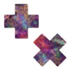 Pastease Cross Nipple Pasties - Neon Rainbow Snake Print