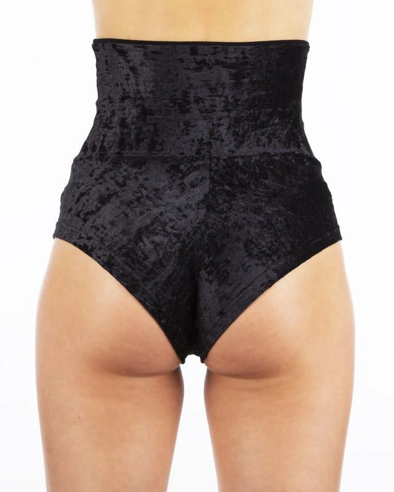 Dragonfly Betty High-Waisted Shorts - Velvet Black 2 Dragonfly Betty High-Waisted Shorts - Velvet Black - Image 2
